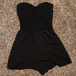 Black strapless romper